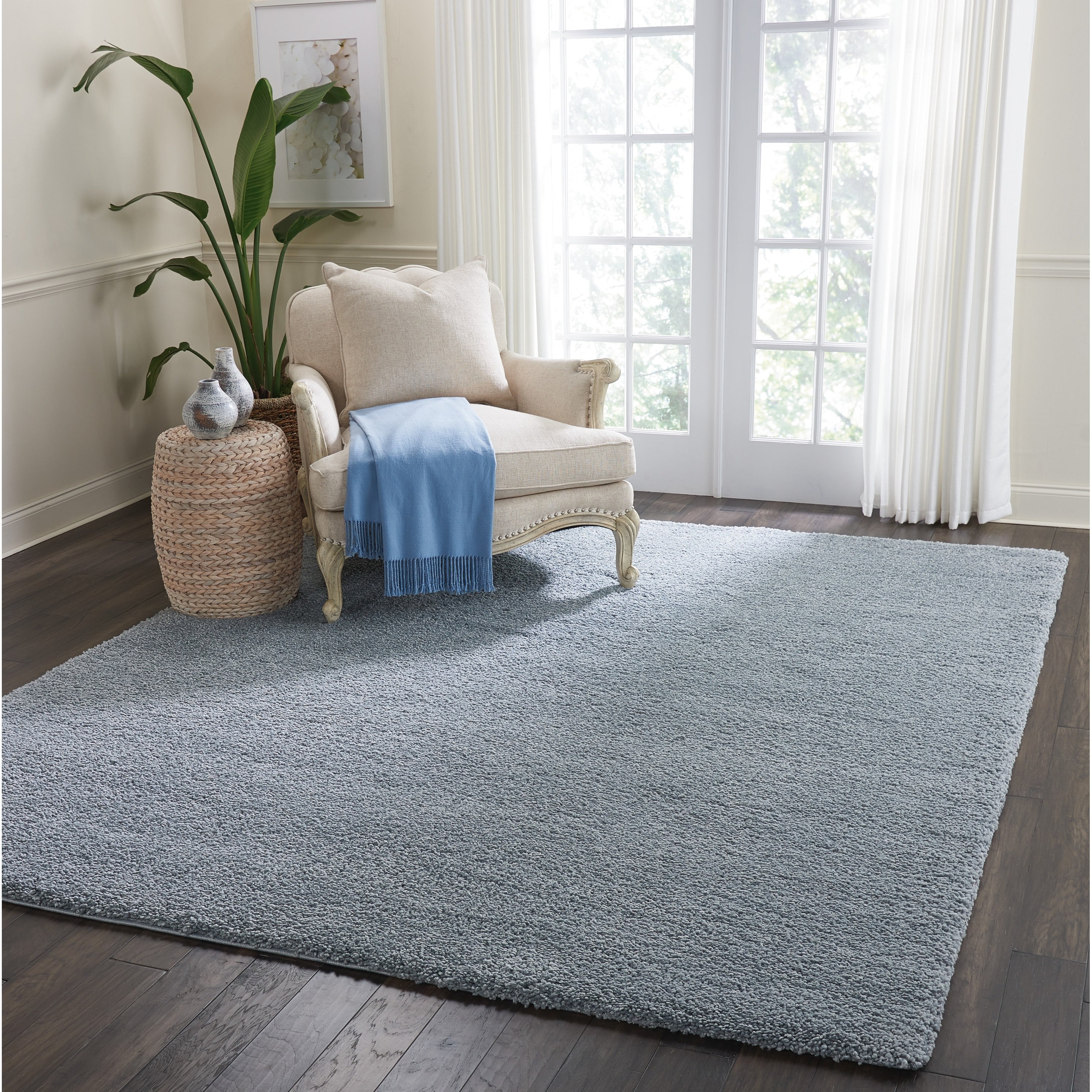 Nourison Malibu Shag Modern Plush Solid Area Rug