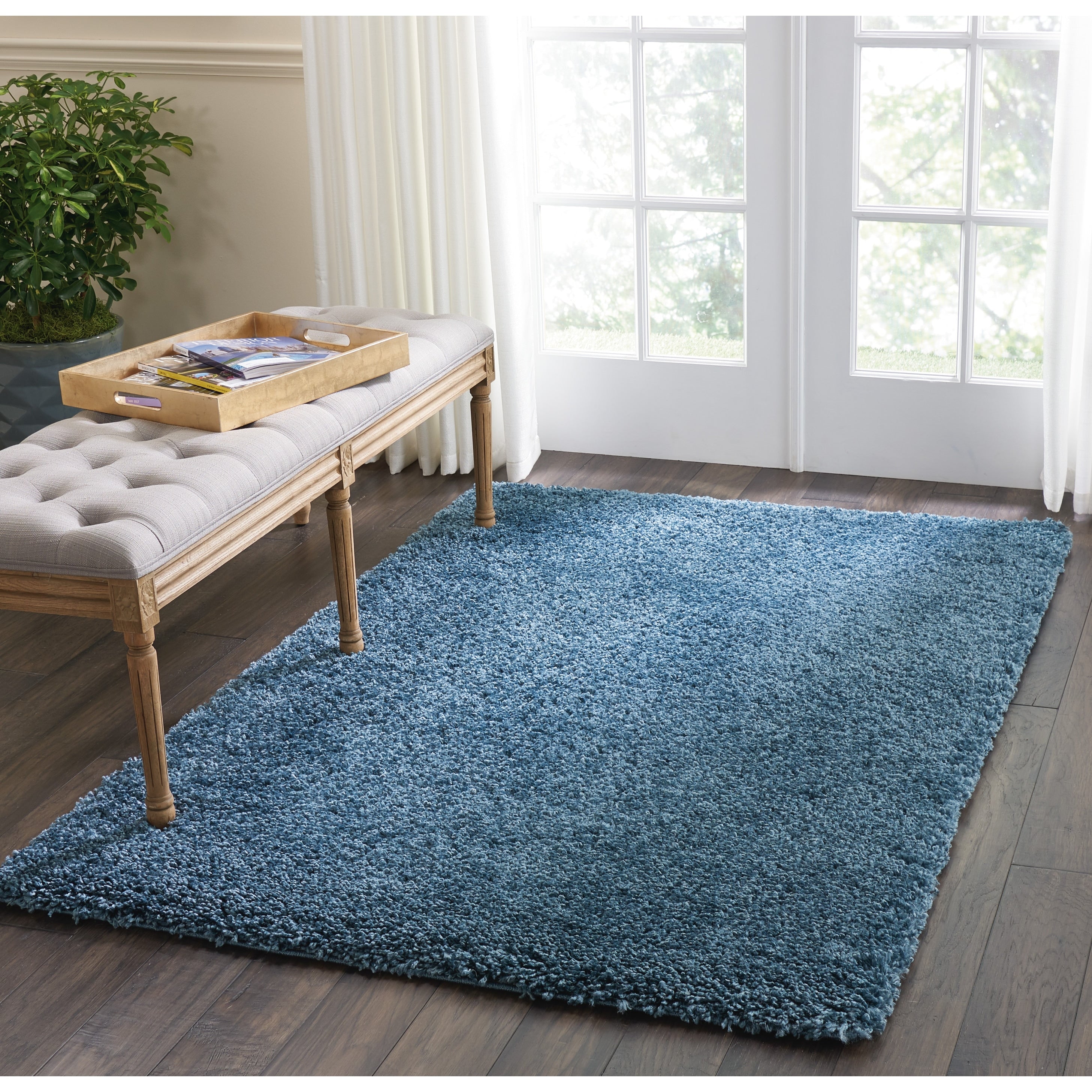 Nourison Malibu Shag Modern Plush Solid Area Rug