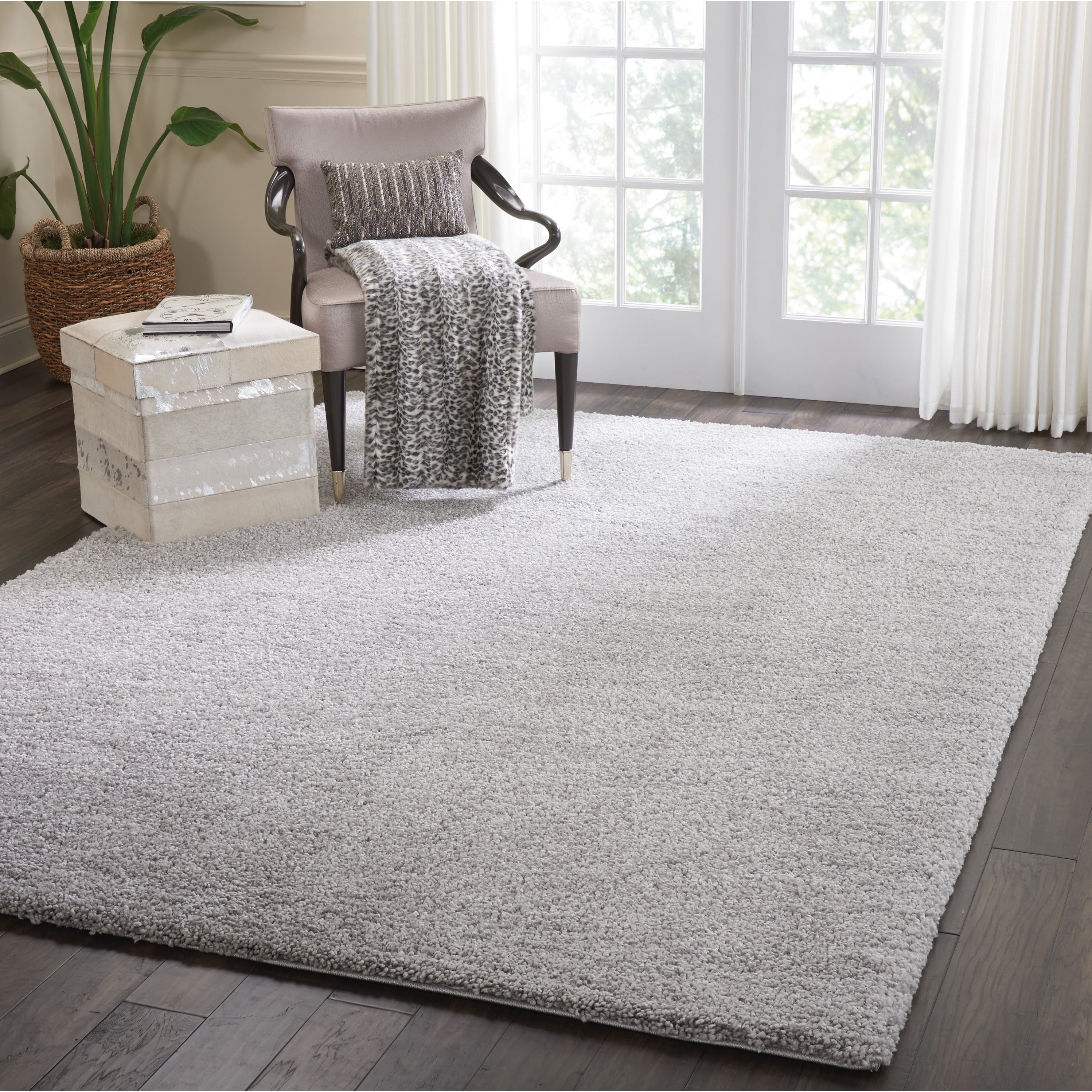 Nourison Malibu Shag Modern Plush Solid Area Rug