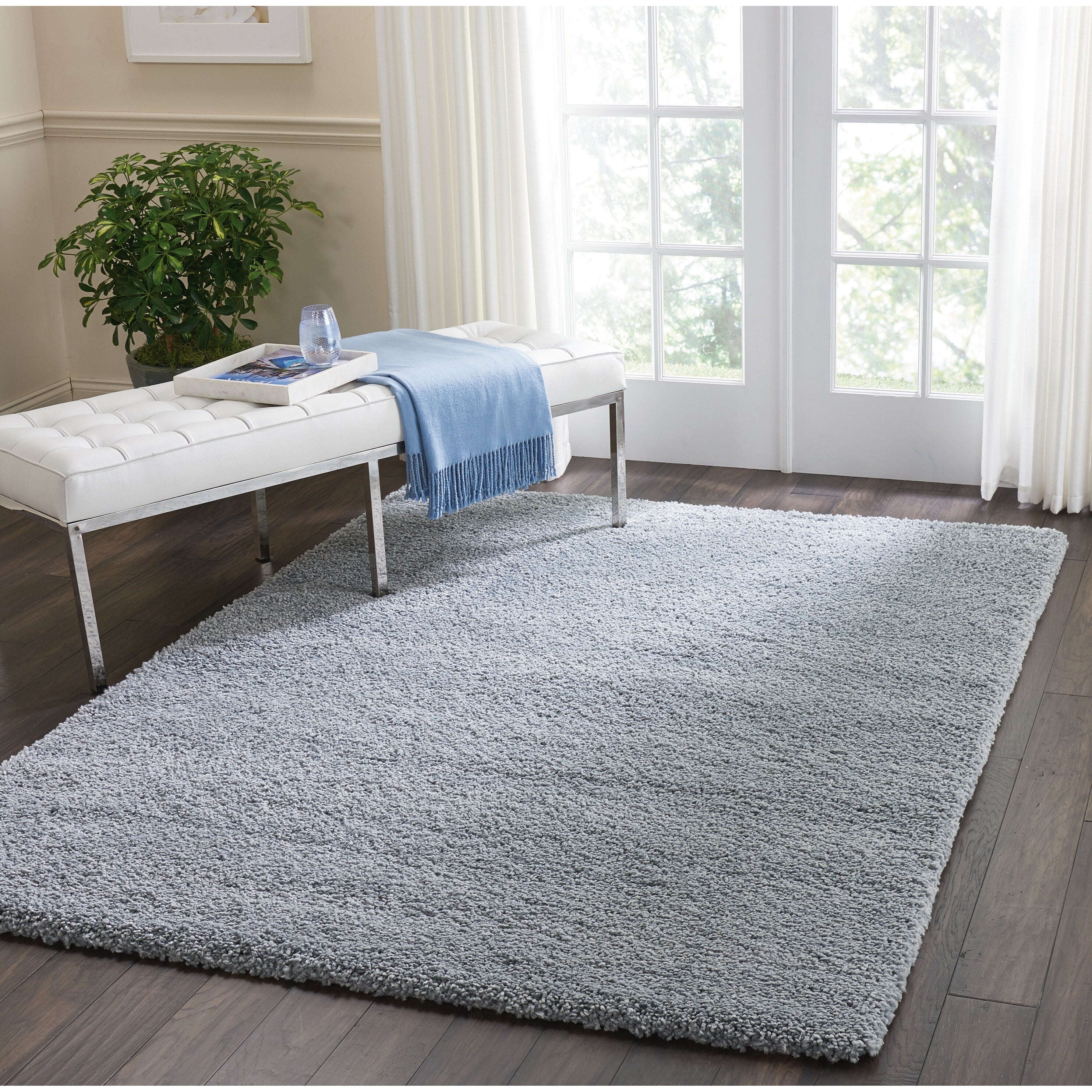 Nourison Malibu Shag Modern Plush Solid Area Rug
