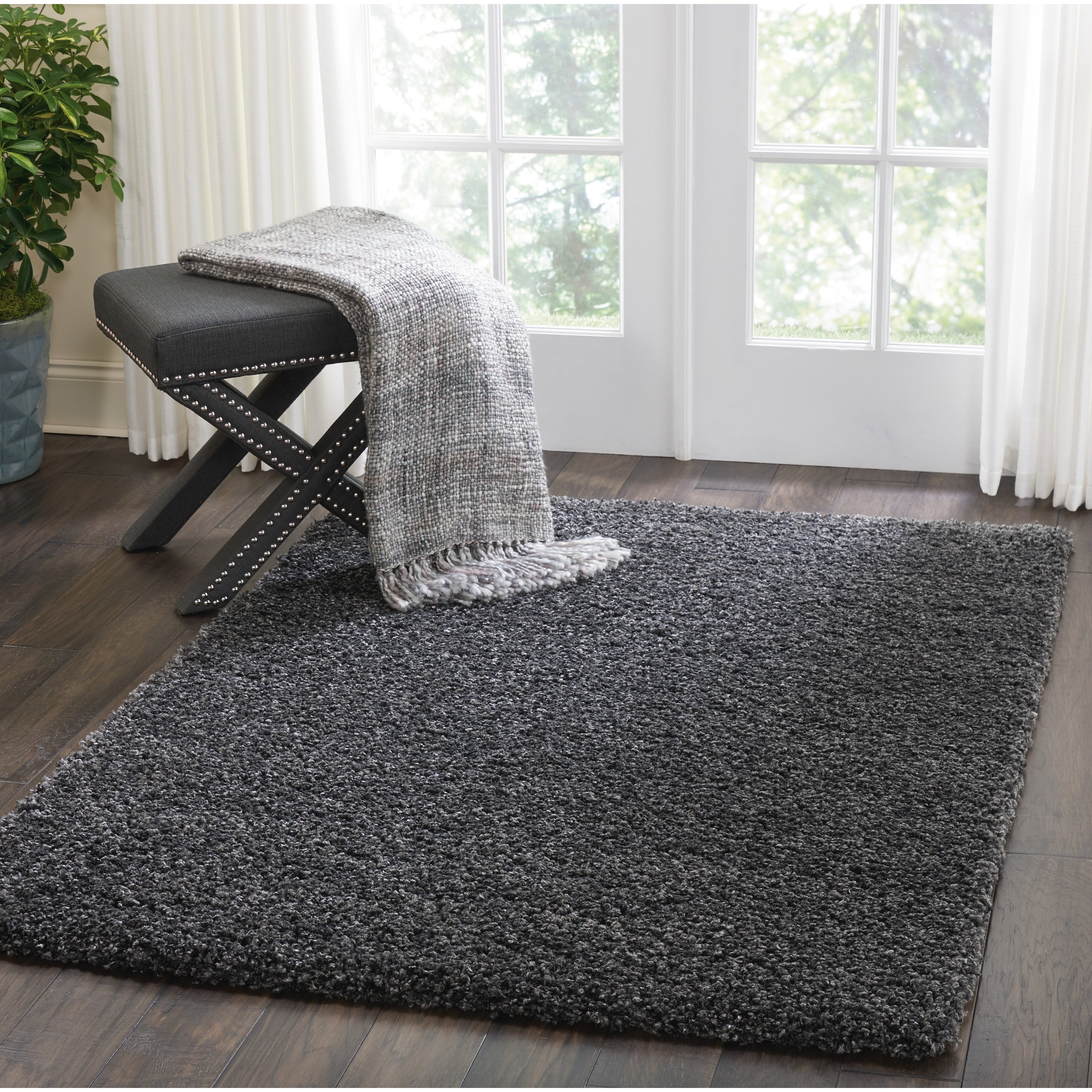 Nourison Malibu Shag Modern Plush Solid Area Rug