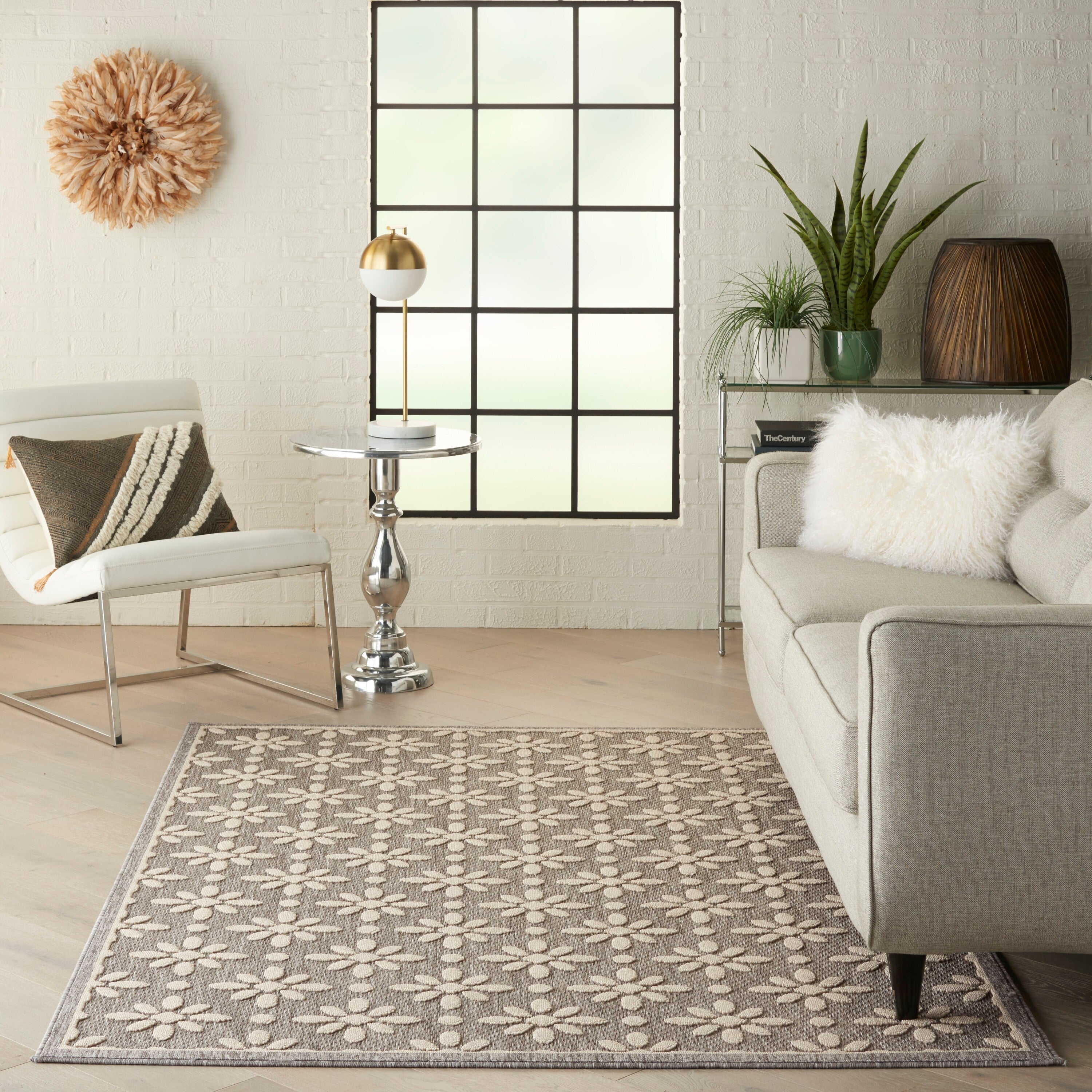 Nourison Palamos Modern Floral Hi Low Geometric Indoor Outdoor Area Rug