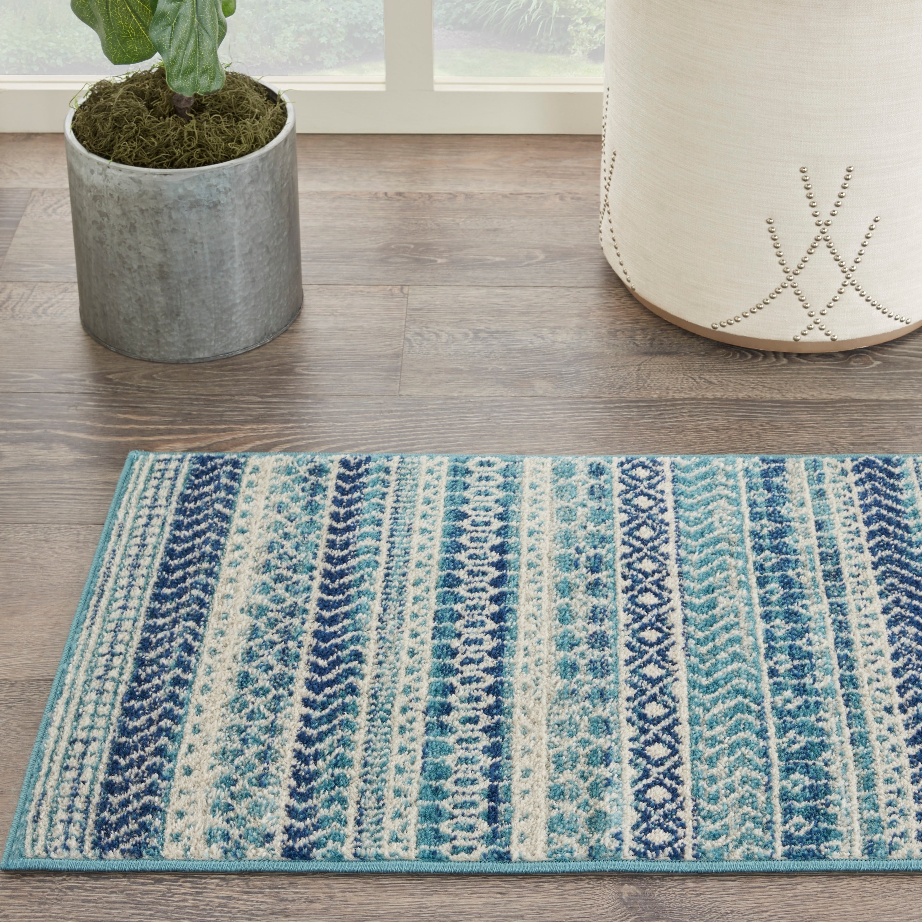 Nourison Passion Indigo Blue Coastal Geometric Area Rug