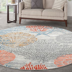 Nourison Pompeii Coastal Beach Shells and Coral Area Rug