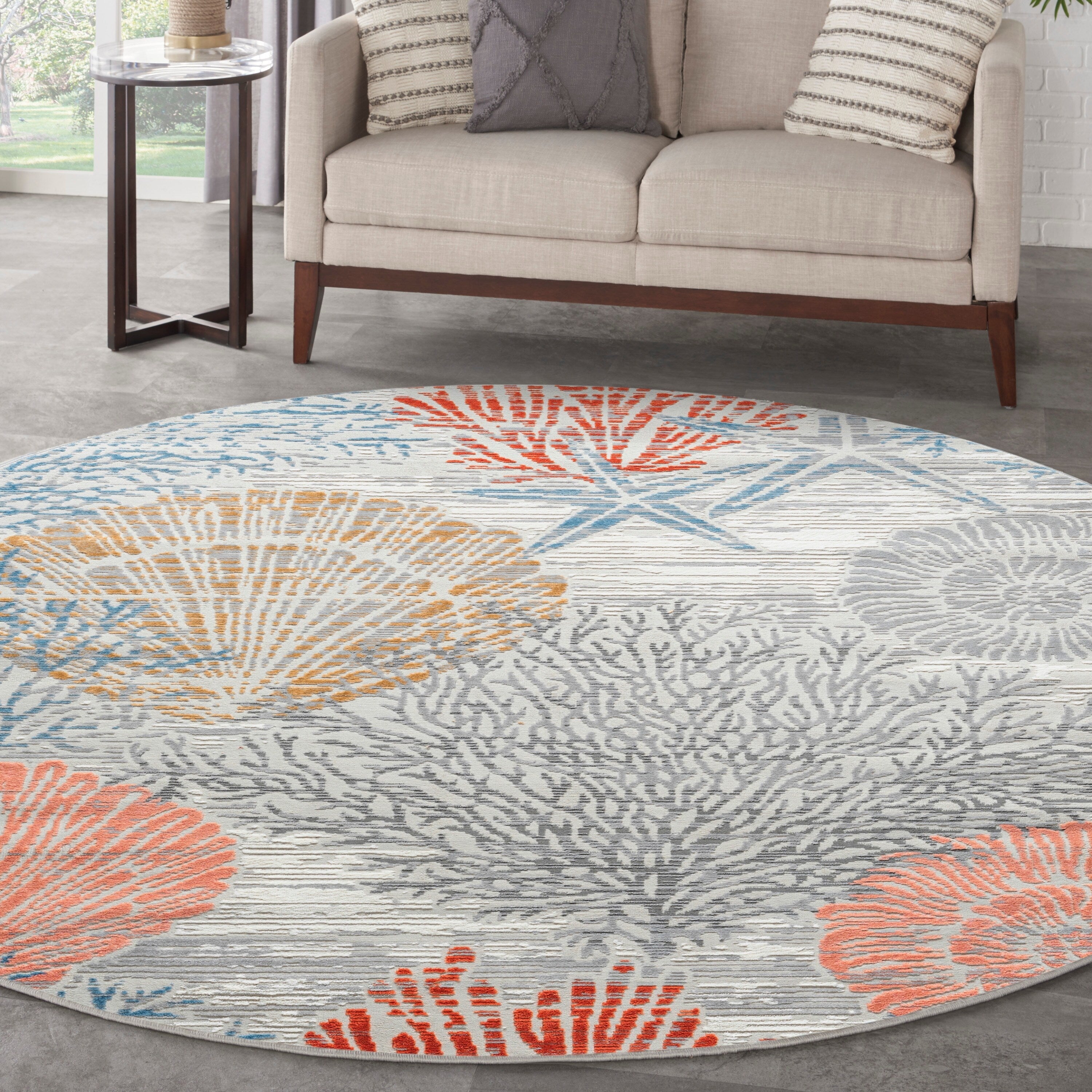 Nourison Pompeii Coastal Beach Shells and Coral Area Rug