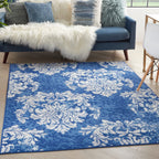 Nourison Whimsicle French Country Botanical Ivory Navy Area Rug
