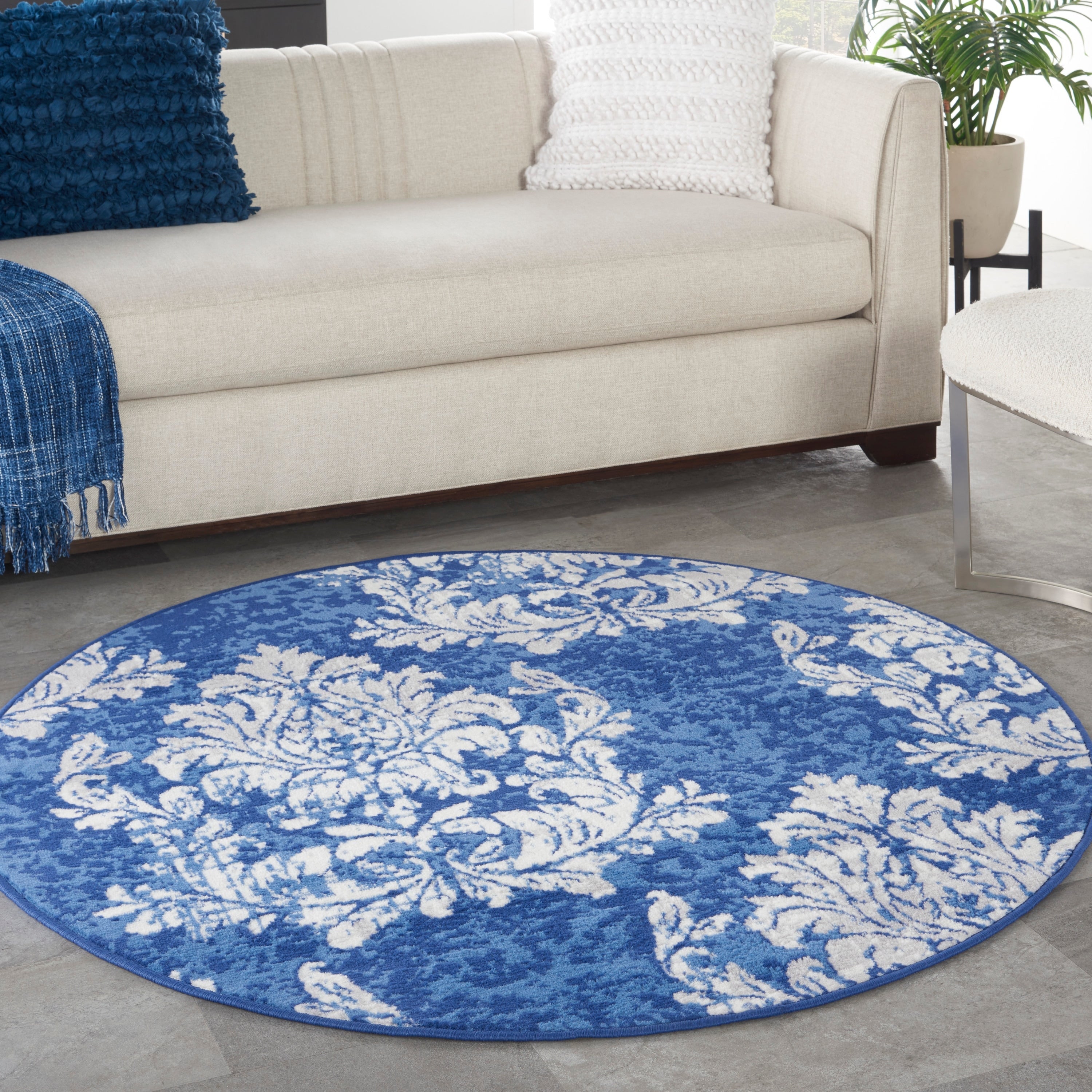 Nourison Whimsicle French Country Botanical Ivory Navy Area Rug
