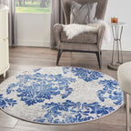 Nourison Whimsicle French Country Botanical Ivory Navy Area Rug