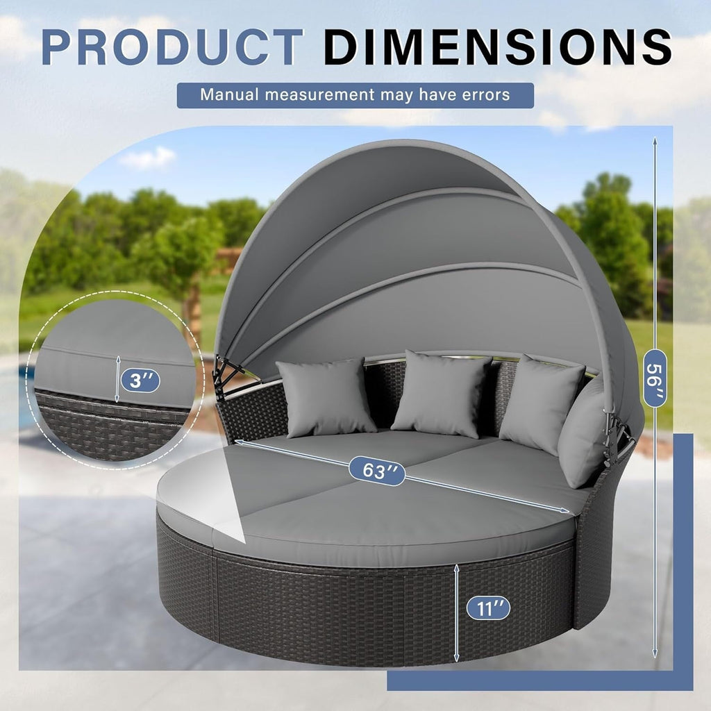 Nuon 4-Piece/5Piece Outdoor Patio Conversation Set Wicker Daybed Set with Canopy by Havenside Home