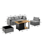 OVIOS Deep Seat Wicker 11-piece Sectional Set Swivel Chairs Fire Pit