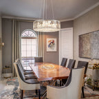 OYIPRO 6/8/12-Light Modern Round Crystal Chandelier Drum Shape Pendant Light for Kitchen Island