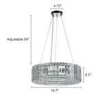 OYIPRO 6/8/12-Light Modern Round Crystal Chandelier Drum Shape Pendant Light for Kitchen Island