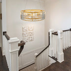 OYIPRO 6/8/12-Light Modern Round Crystal Chandelier Drum Shape Pendant Light for Kitchen Island