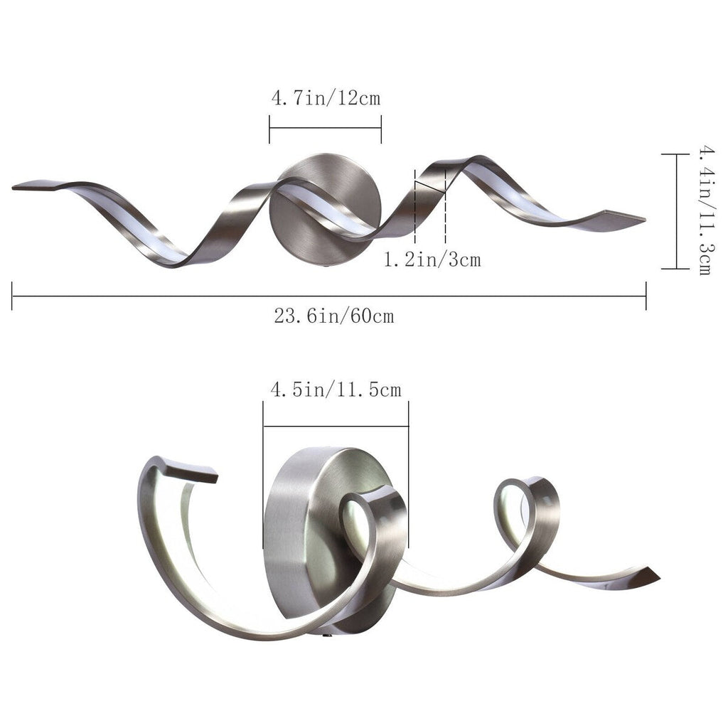 Modern Spiral Design LED Bathroom Vanity Light Dimmable Wall Light
