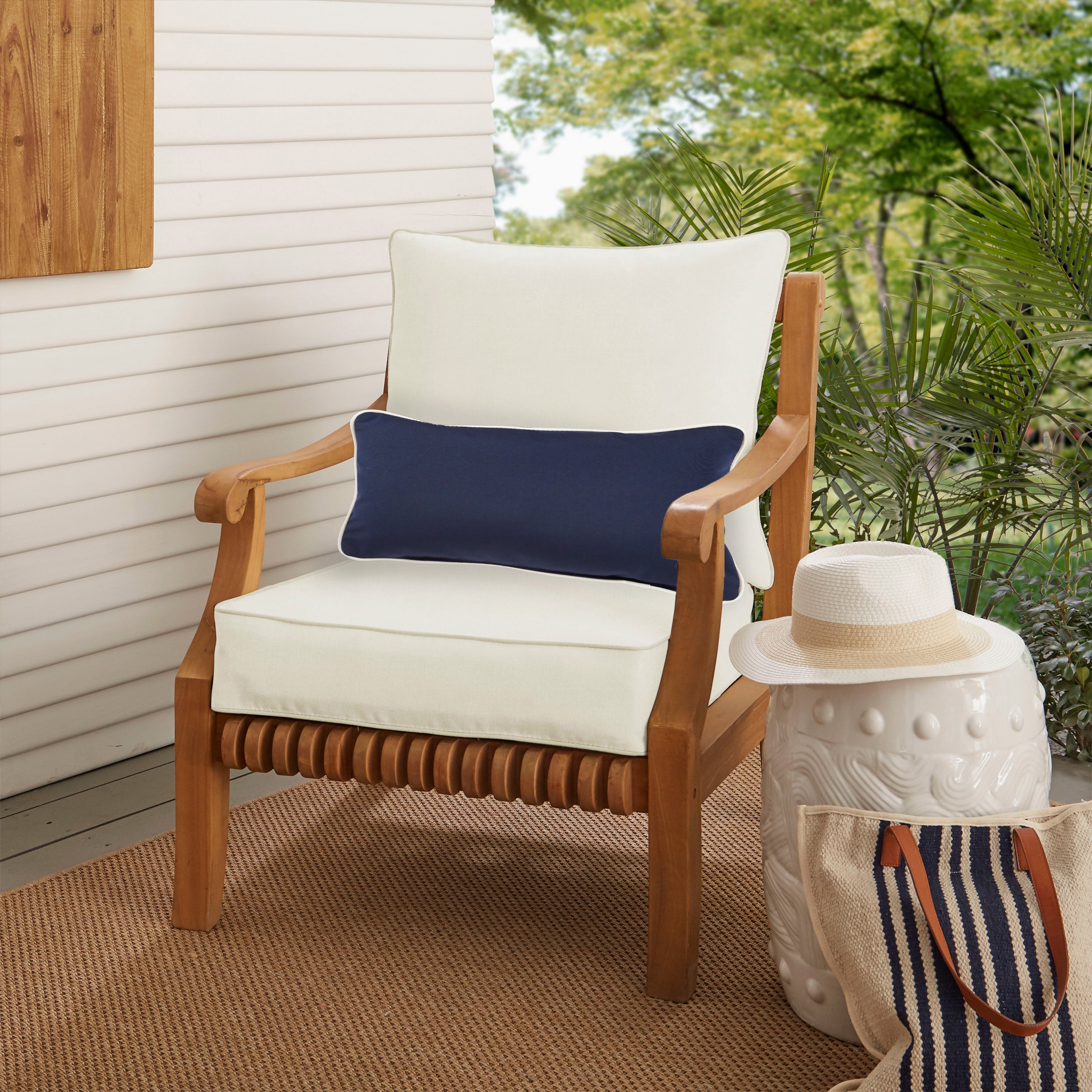 Oakley Sunbrella Solid Indoor/ Outdoor Corded Pillow and Chair Cushion Set