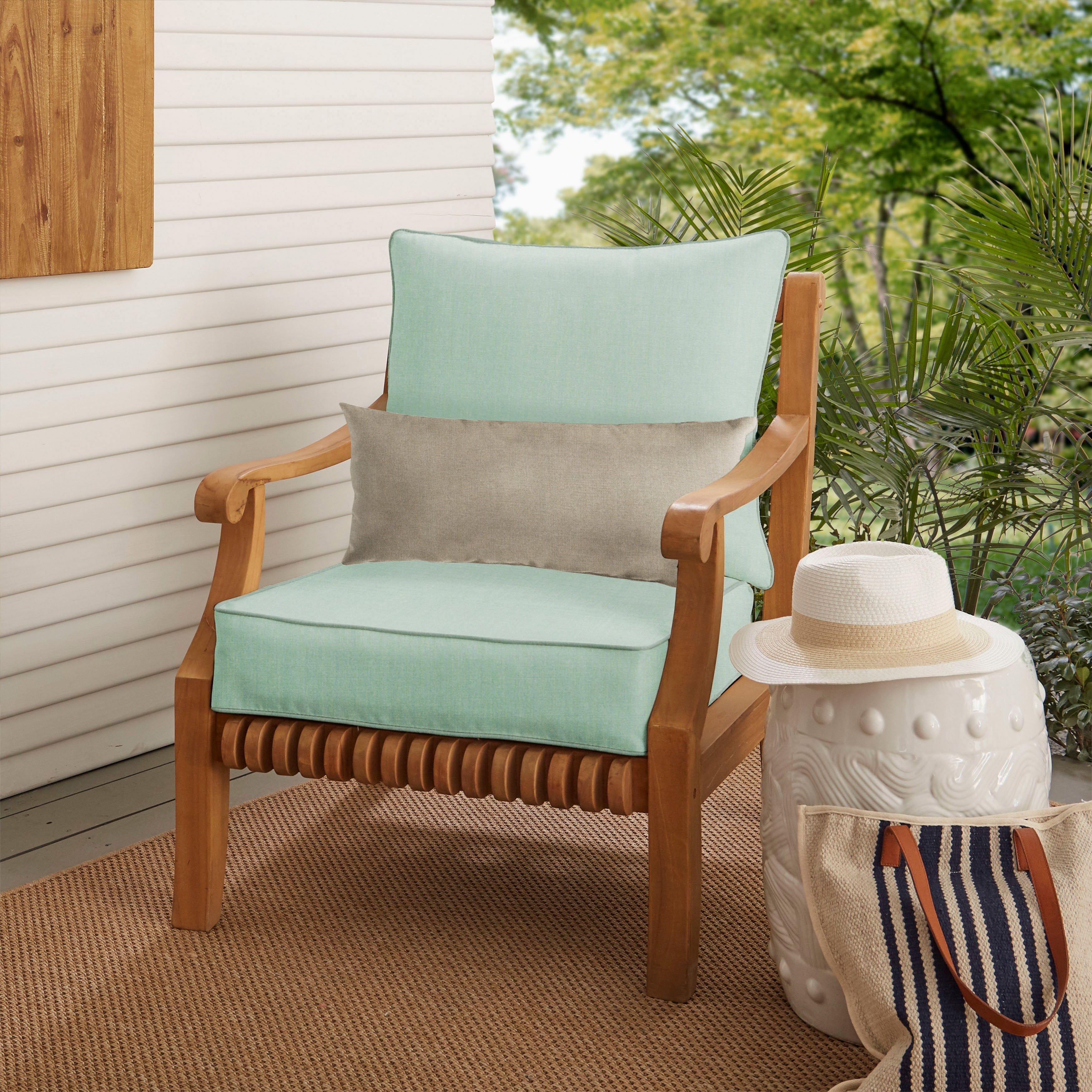 Oakley Sunbrella Solid Indoor/ Outdoor Corded Pillow and Chair Cushion Set