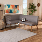 Odessa Grey Fabric and Walnut Wood 2-PC Dining Nook Banquette Set