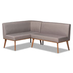 Odessa Grey Fabric and Walnut Wood 2-PC Dining Nook Banquette Set