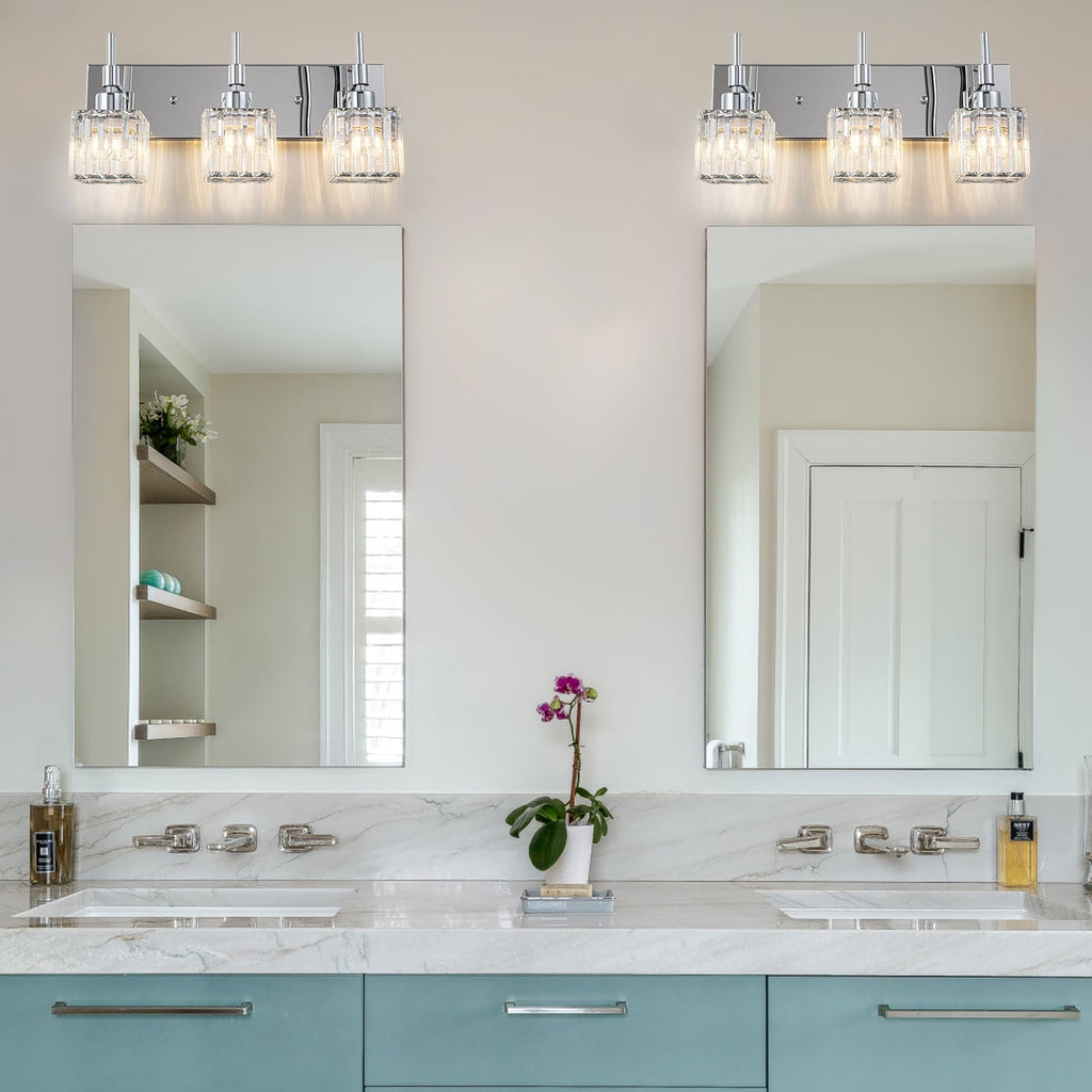 Ora Modern Dimmable Crystal Bathroom Light Fixtures Over Mirror Glam Vanity Lights