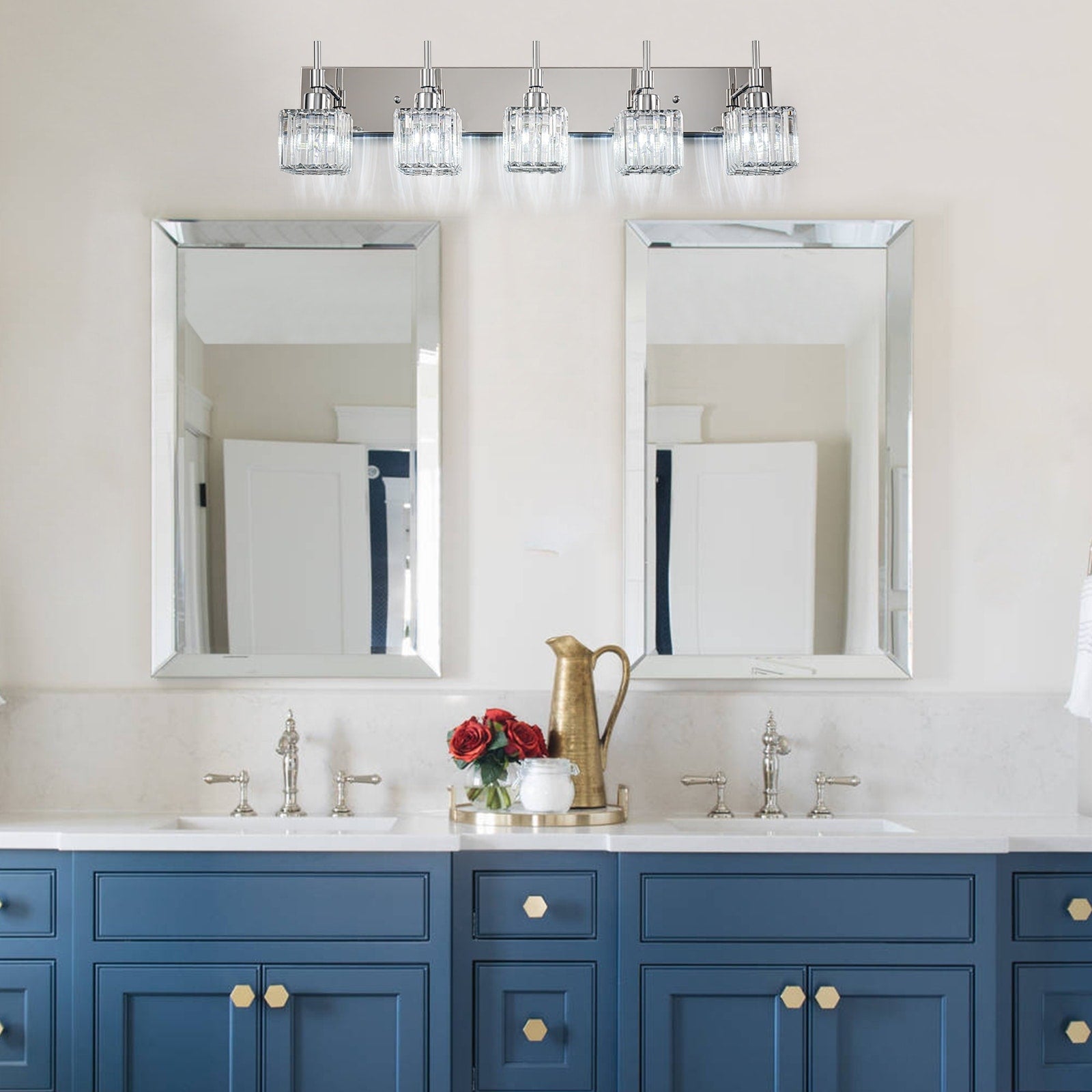 Ora Modern Dimmable Crystal Bathroom Light Fixtures Over Mirror Glam Vanity Lights