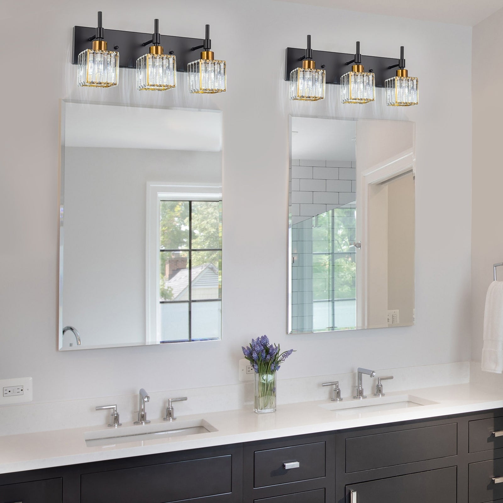 Ora Modern Dimmable Crystal Bathroom Light Fixtures Over Mirror Glam Vanity Lights