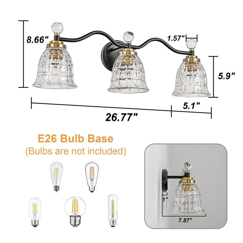 Ora Modern Dimmable Black Gold Bathroom Vanity Lights