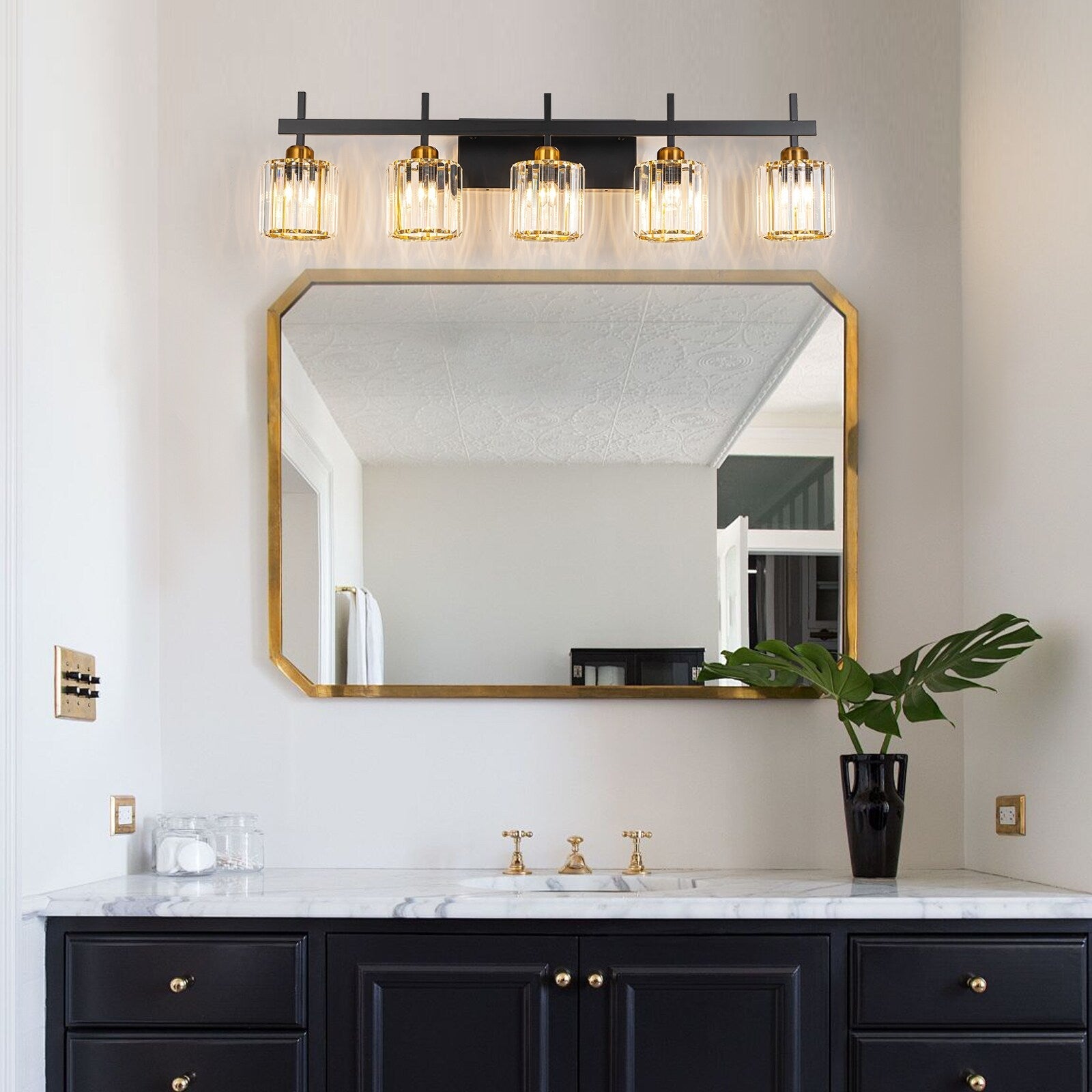 3/4/5-Light Modern Dimmable Crystal Bathroom Vanity Lights Fixtures Over Mirror