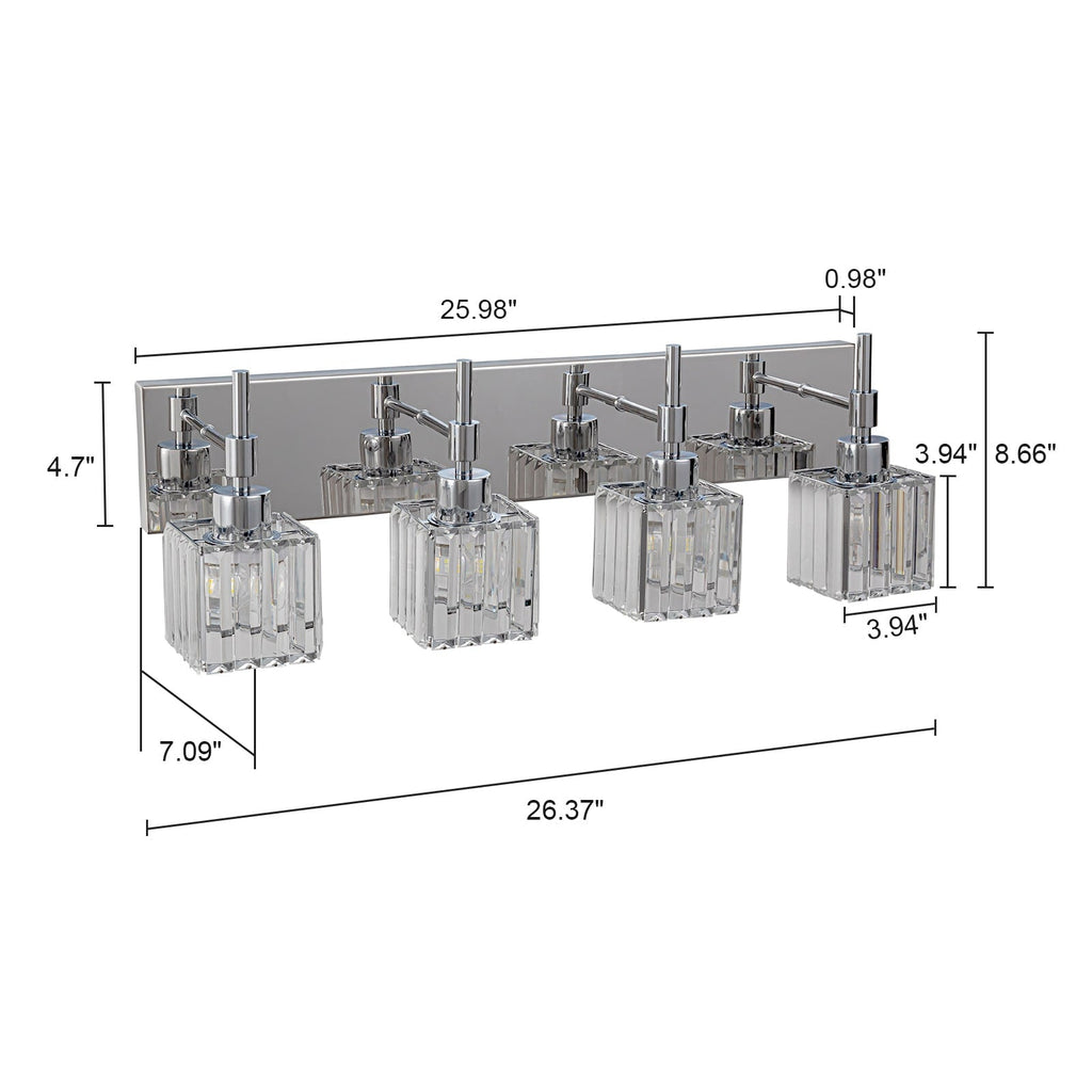 Ora Modern Dimmable Crystal Bathroom Light Fixtures Over Mirror Glam Vanity Lights