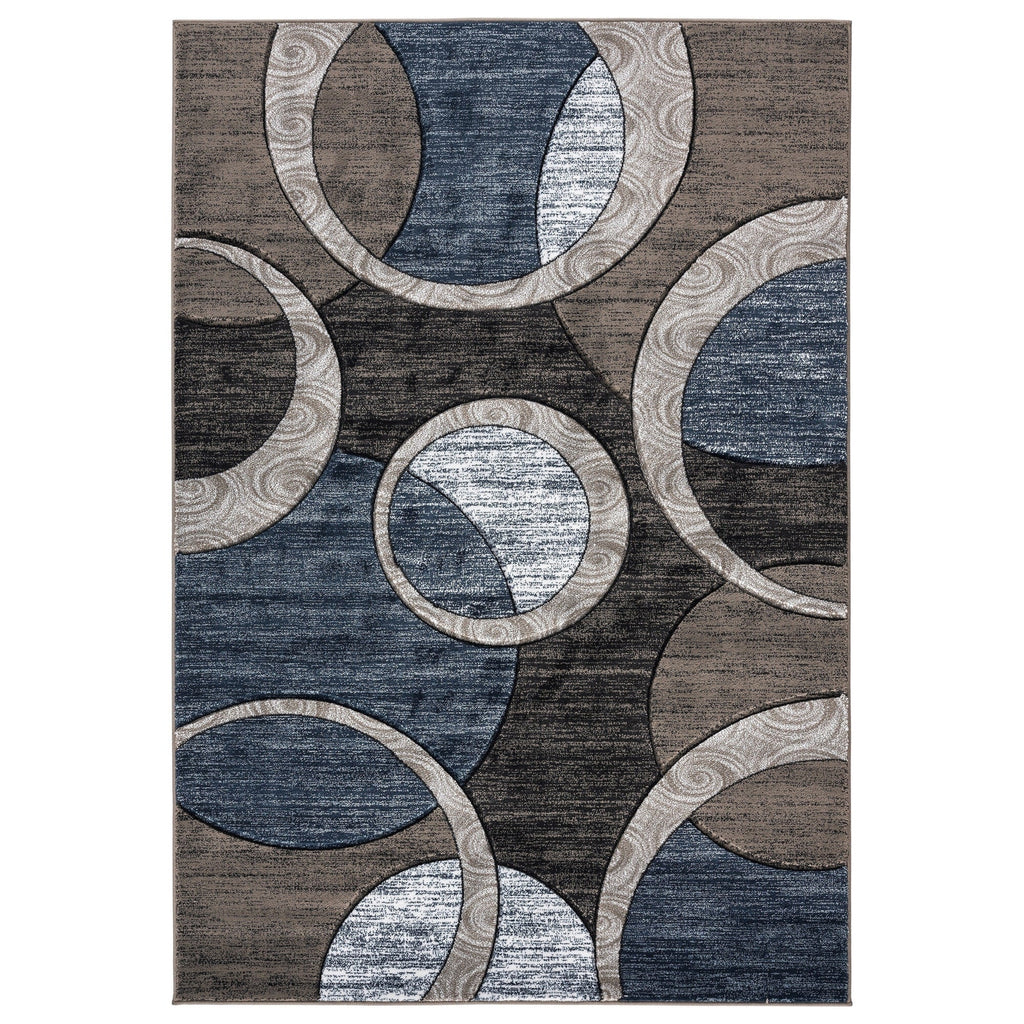 Orelsi Collection Abstract Geometric Circles Area Rug