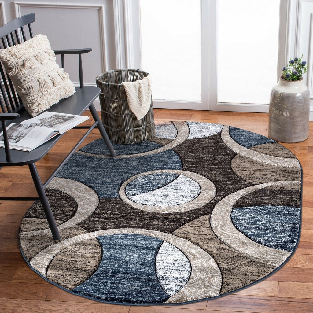 Orelsi Collection Abstract Geometric Circles Area Rug