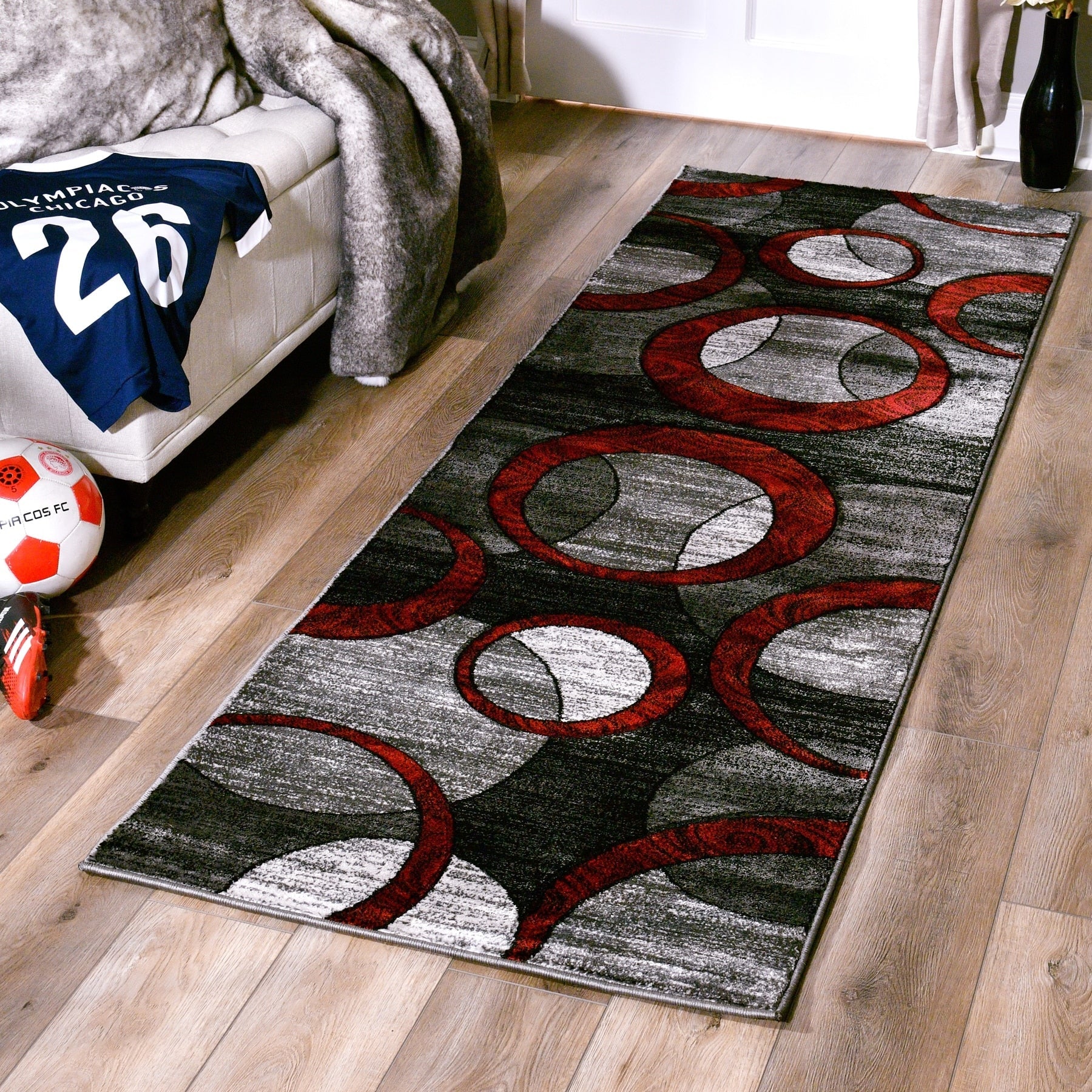 Orelsi Collection Abstract Geometric Circles Area Rug