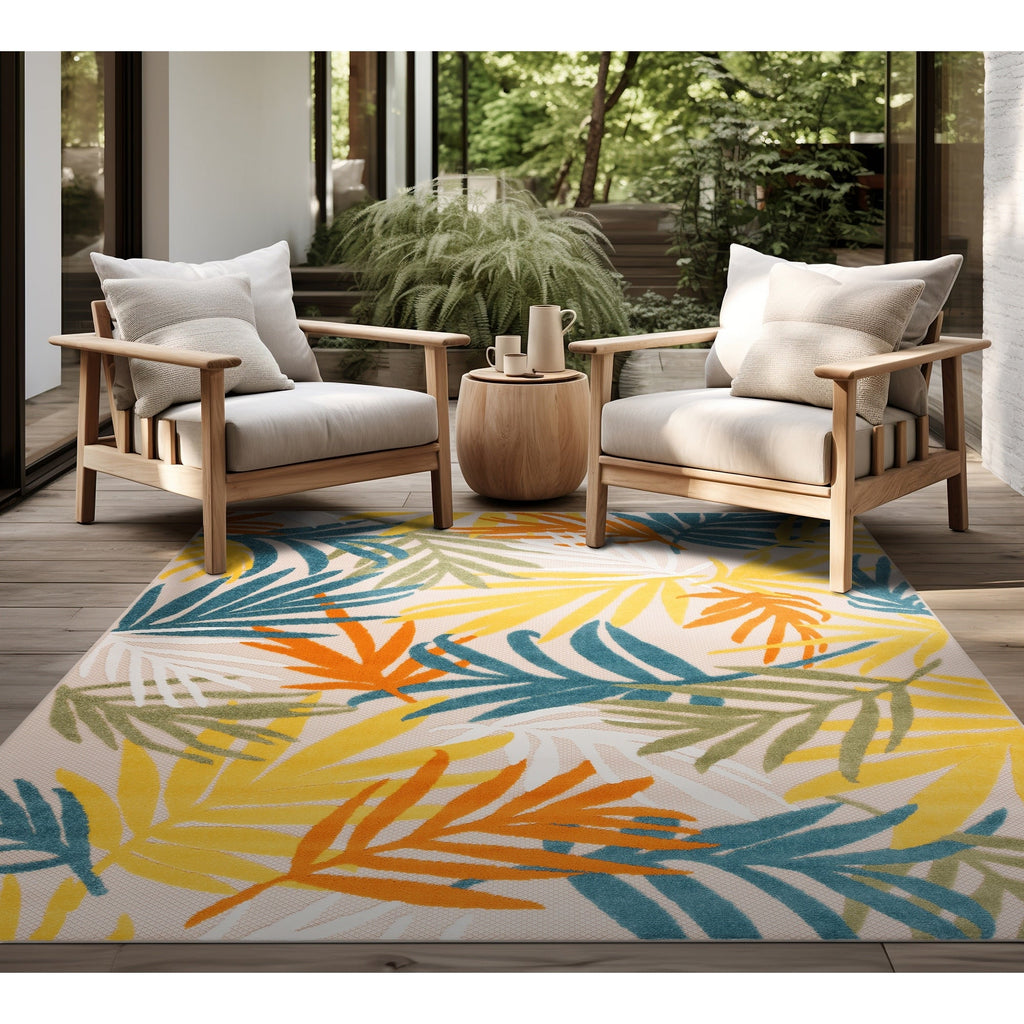 Origin Coastal Floral Indoor/Outdoor Area Rug.