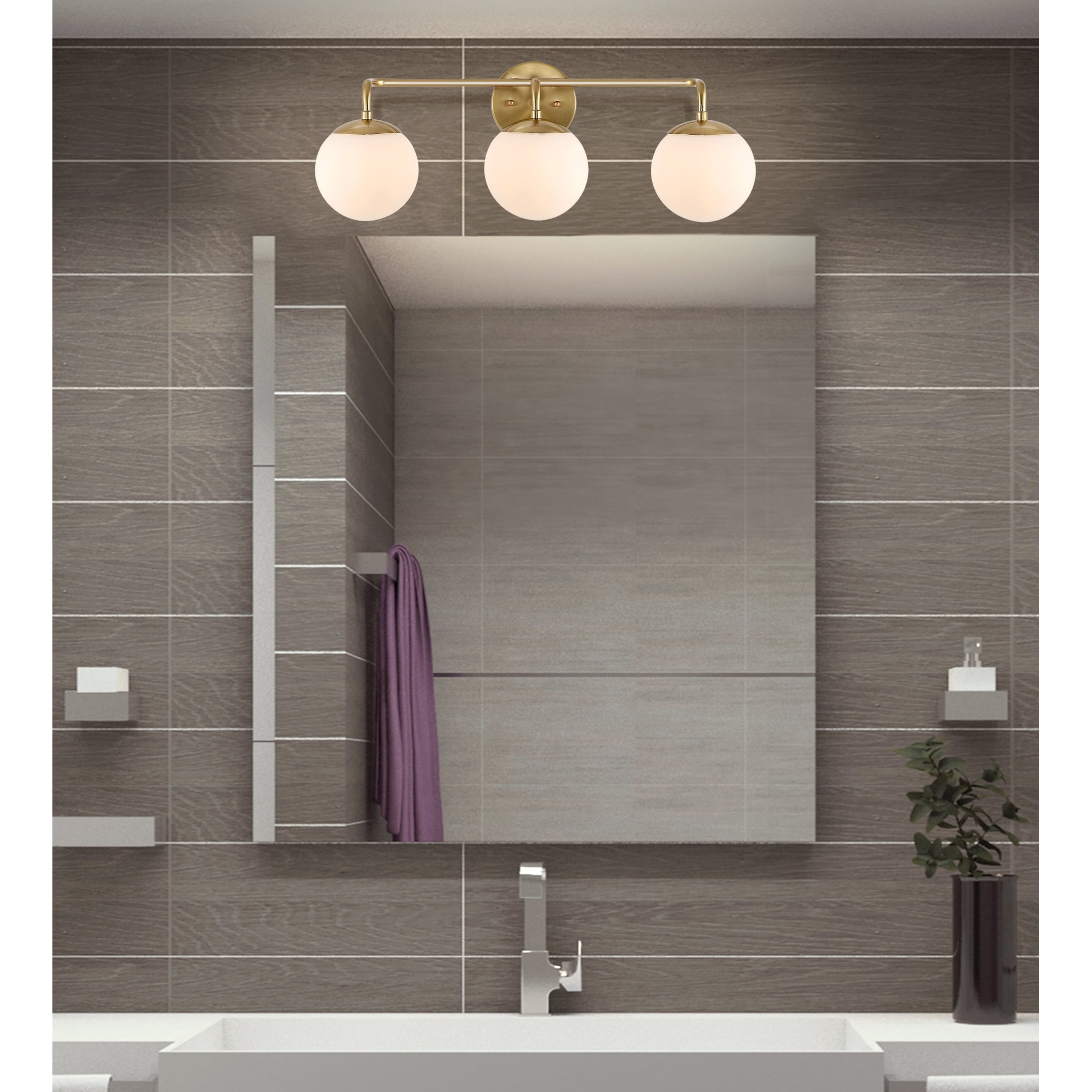 Globe Metal/Frosted Glass Modern LED Vanity, by JONATHAN Y