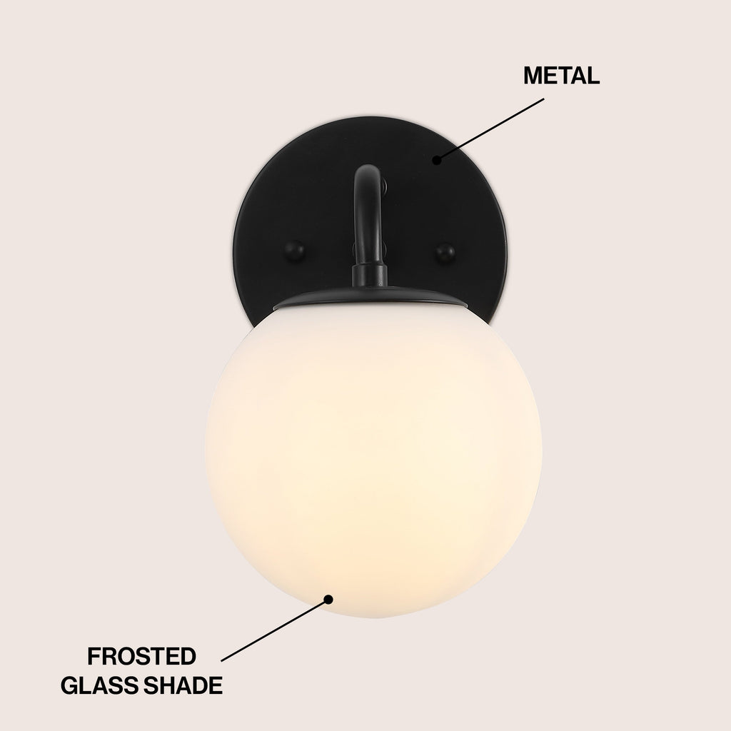 Globe Metal/Frosted Glass Modern LED Vanity, by JONATHAN Y