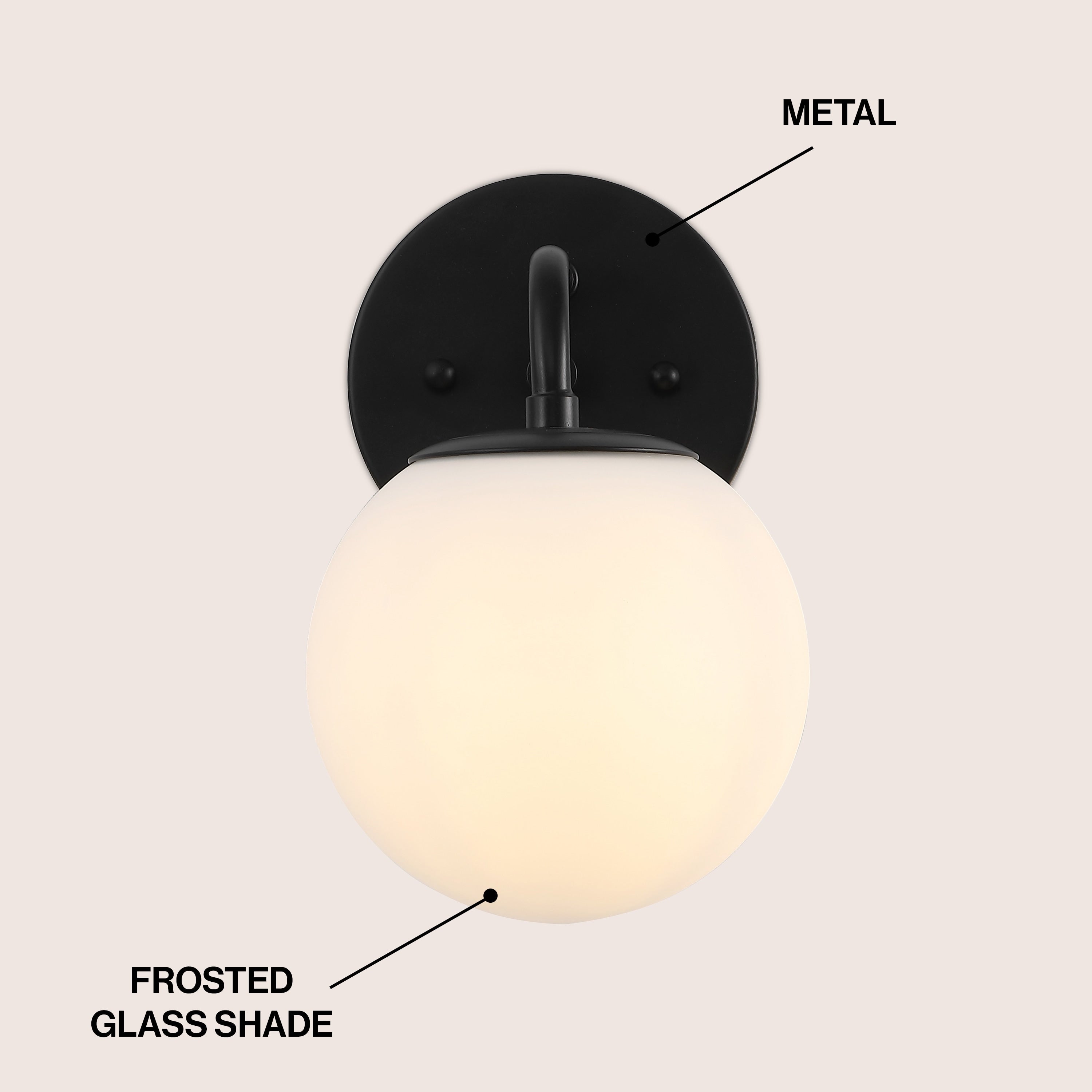 Globe Metal/Frosted Glass Modern LED Vanity, by JONATHAN Y