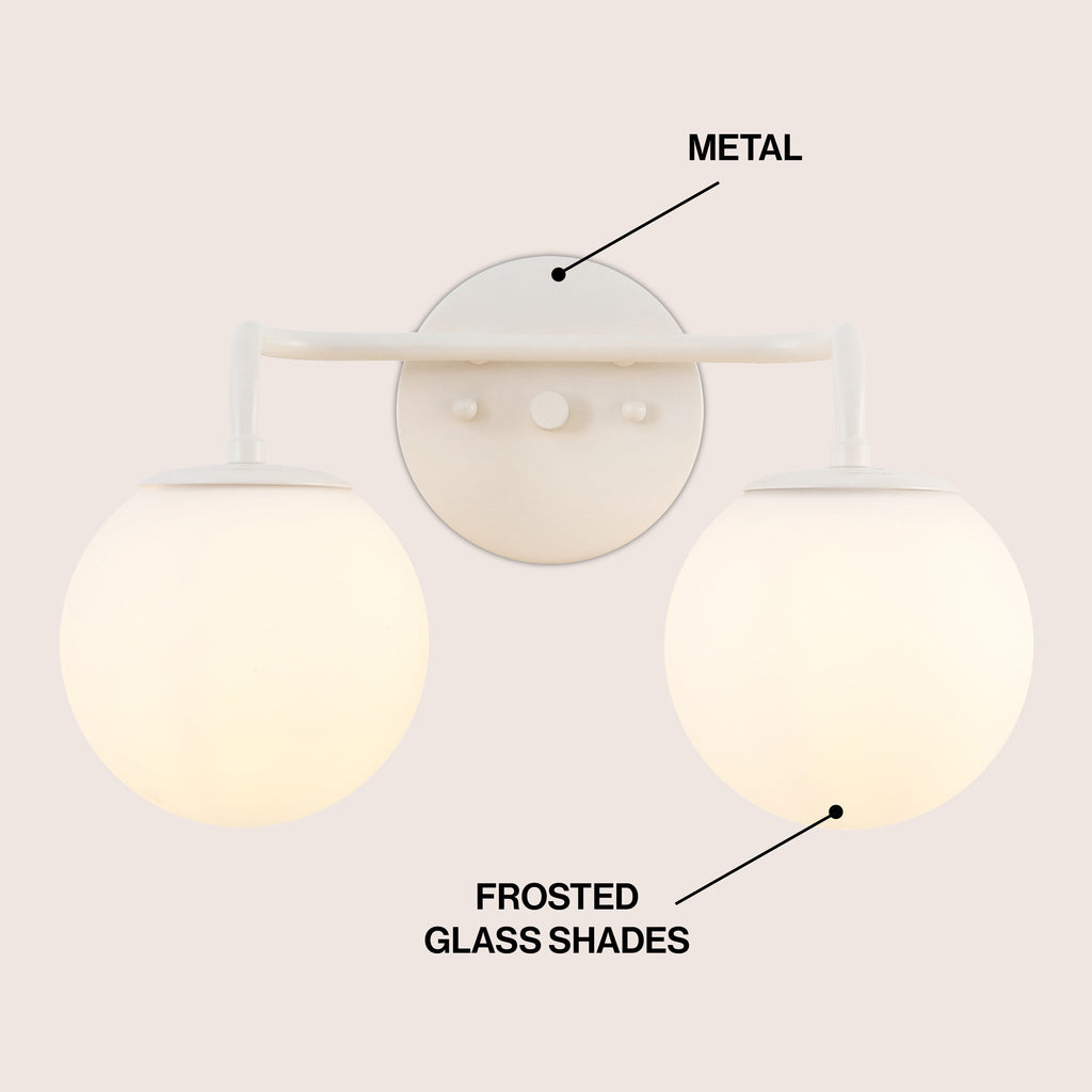 Globe Metal/Frosted Glass Modern LED Vanity, by JONATHAN Y