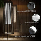 Outdoor Floor Solar Light 2-Pack, All-Weather Wicker Solar Patio Lamp Waterproof Outside Solar Deck Lamp for Porch, Yard, Garden