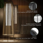 Outdoor Floor Solar Light 2-Pack, All-Weather Wicker Solar Patio Lamp Waterproof Outside Solar Deck Lamp for Porch, Yard, Garden