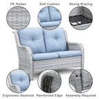Gymojoy Outdoor Loveseat Wicker Sofa Set Rattan Sofa