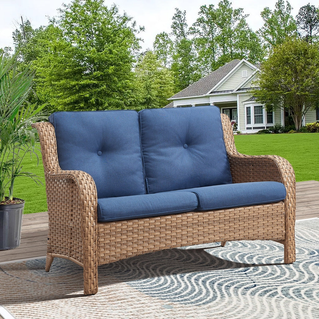 Gymojoy Outdoor Loveseat Wicker Sofa Set Rattan Sofa