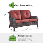 Gymojoy Outdoor Loveseat Wicker Sofa Set Rattan Sofa