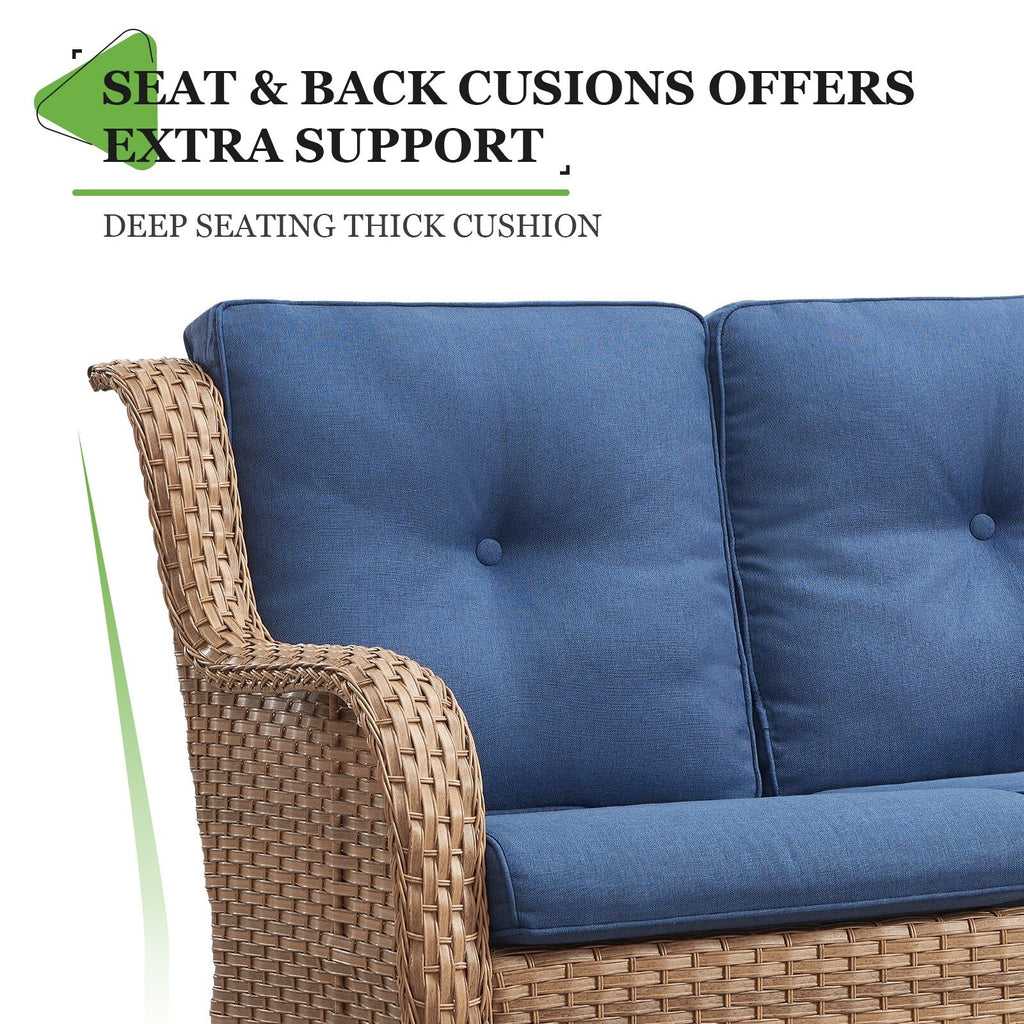 Gymojoy Outdoor Loveseat Wicker Sofa Set Rattan Sofa