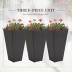 Outsunny 28 Tall Plastic Flower Pot, Set of 3, Large Outdoor & Indoor Plastic Garden Planters, for Entryway, Patio, Yard