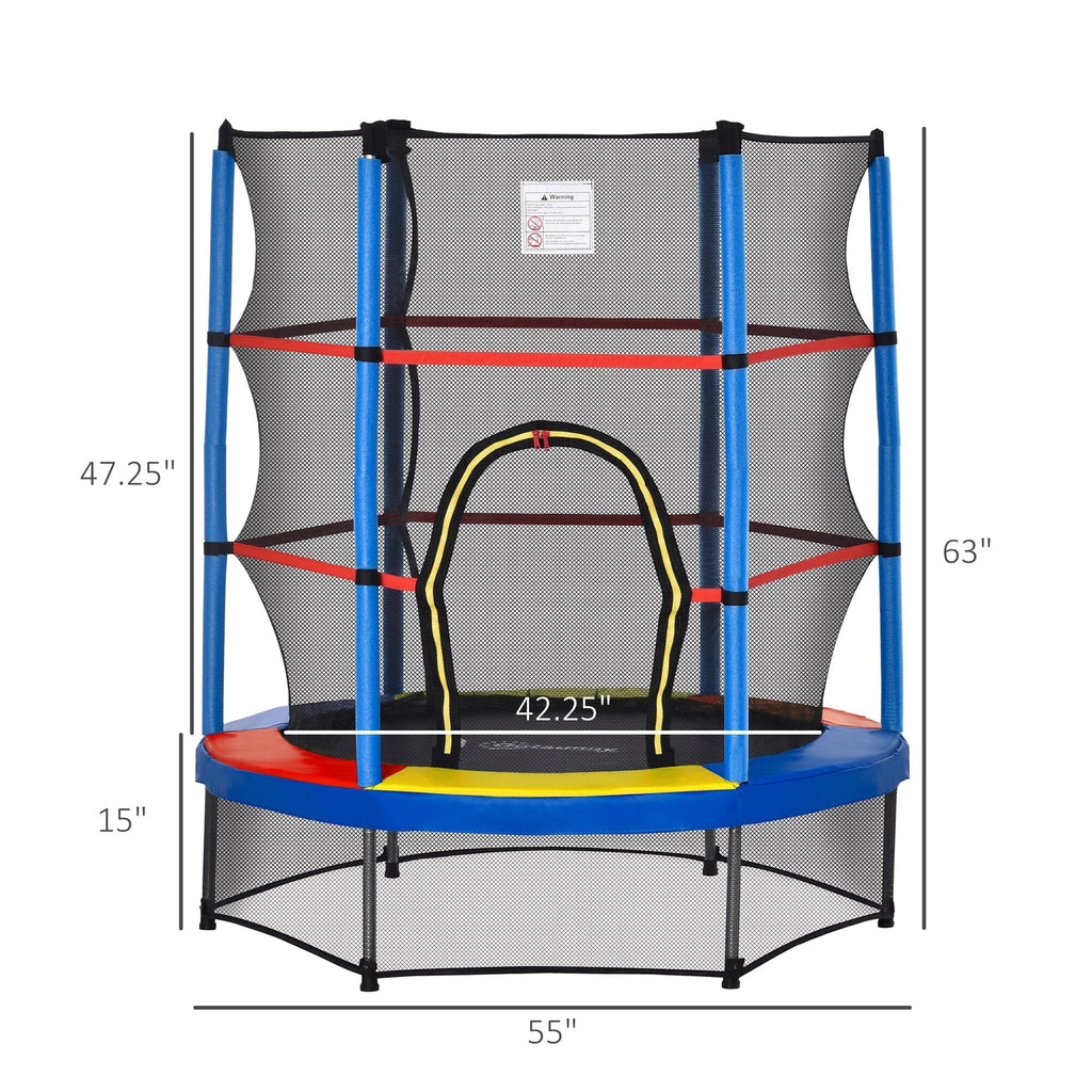 Outsunny 5' Diameter Kids Trampoline with Net for Indoors & Outdoors, Ages 3 to 6