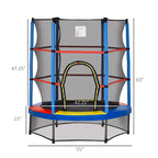 Outsunny 5' Diameter Kids Trampoline with Net for Indoors & Outdoors, Ages 3 to 6