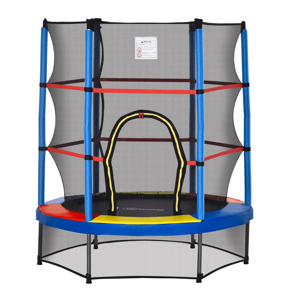 Outsunny 5' Diameter Kids Trampoline with Net for Indoors & Outdoors, Ages 3 to 6