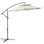 Outsunny 9' 2-Tier Cantilever Umbrella with Crank Handle, Cross Base and 8 Ribs, Garden Patio Offset Umbrella