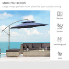 Outsunny 9' 2-Tier Cantilever Umbrella with Crank Handle, Cross Base and 8 Ribs, Garden Patio Offset Umbrella