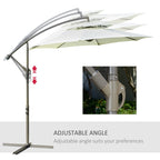 Outsunny 9' 2-Tier Cantilever Umbrella with Crank Handle, Cross Base and 8 Ribs, Garden Patio Offset Umbrella