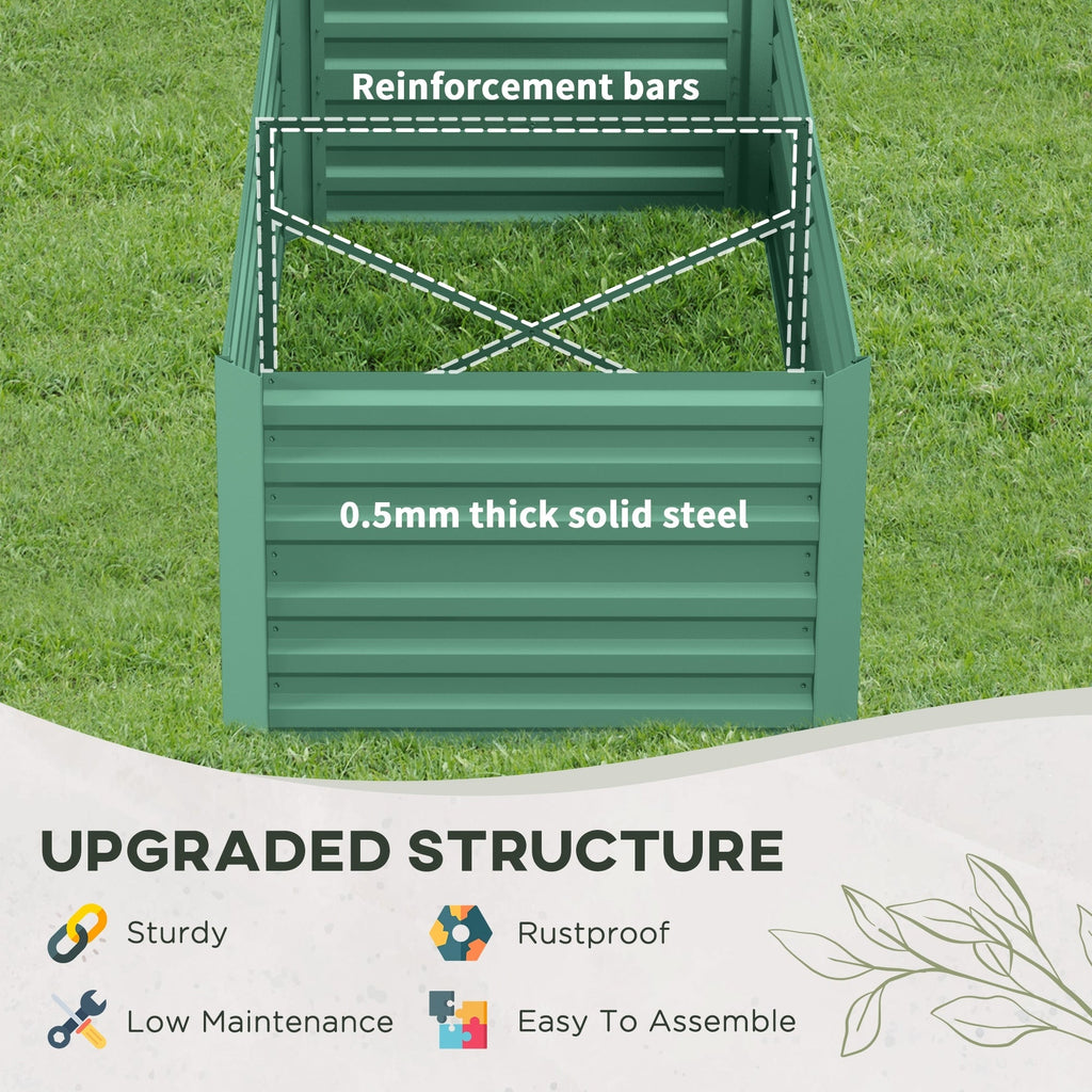 Outsunny Raised Garden Bed, 71 x 36 x 23 Galvanized Steel Planters for Outdoor Plants with Reinforced Rods